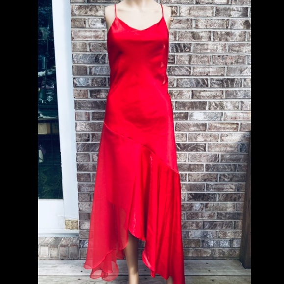 Vintage 90s Red Formal Salsa Goth Mall Goth Glam Prom Dress - Picture 5 of 10